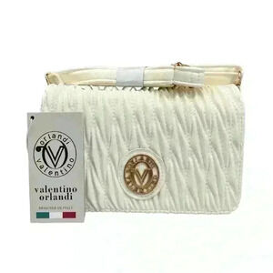 NWT Valentino Orlandi White Vegan Leather Crossbody Shoulder Bag